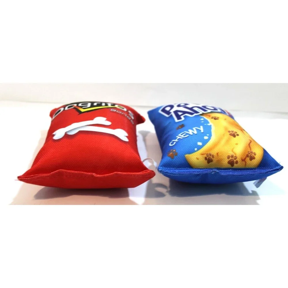 Spot Fun Food Dogritos Red Plush Squeaker & Paws Ahoy Chewy Dog Toy Lot 2 Set